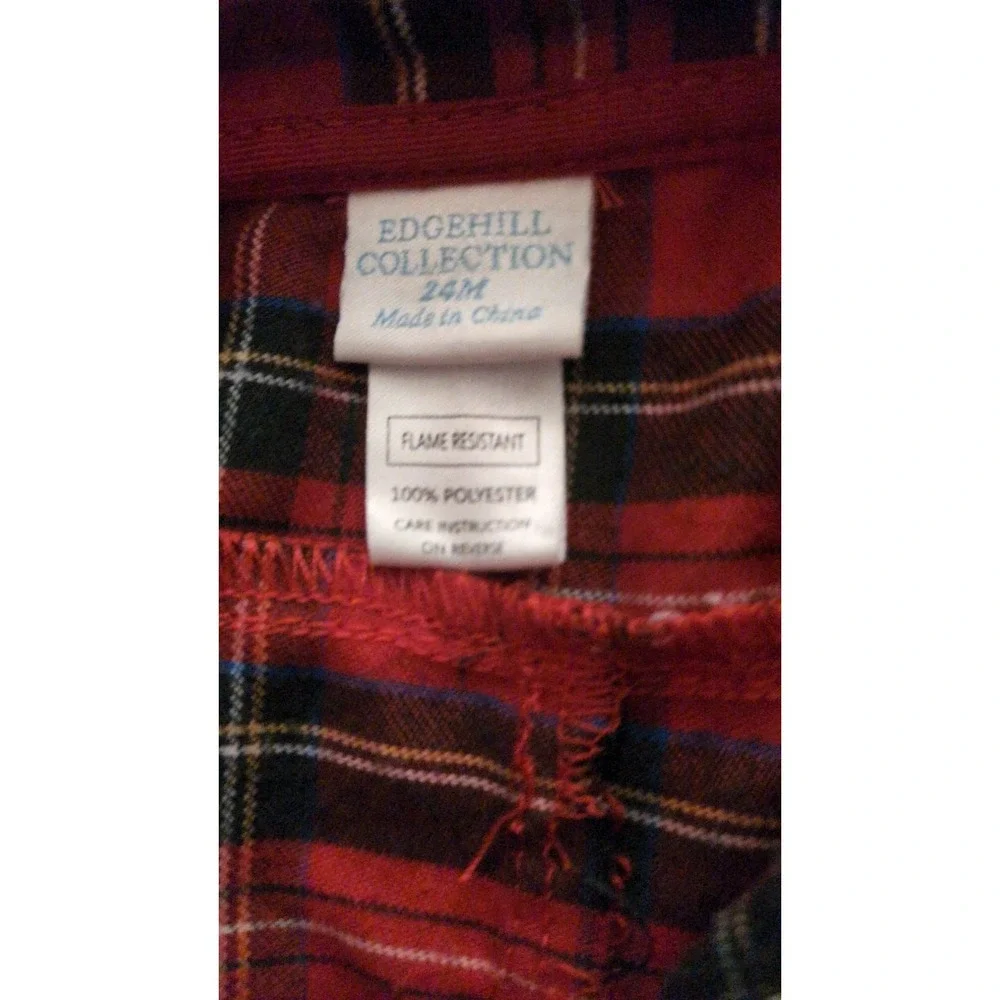 Edgehill Collection 24M Red Plaid Toddler Pajamas One Piece Christmas Holidays